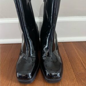 Black Patent Leather  man made Women's Boots